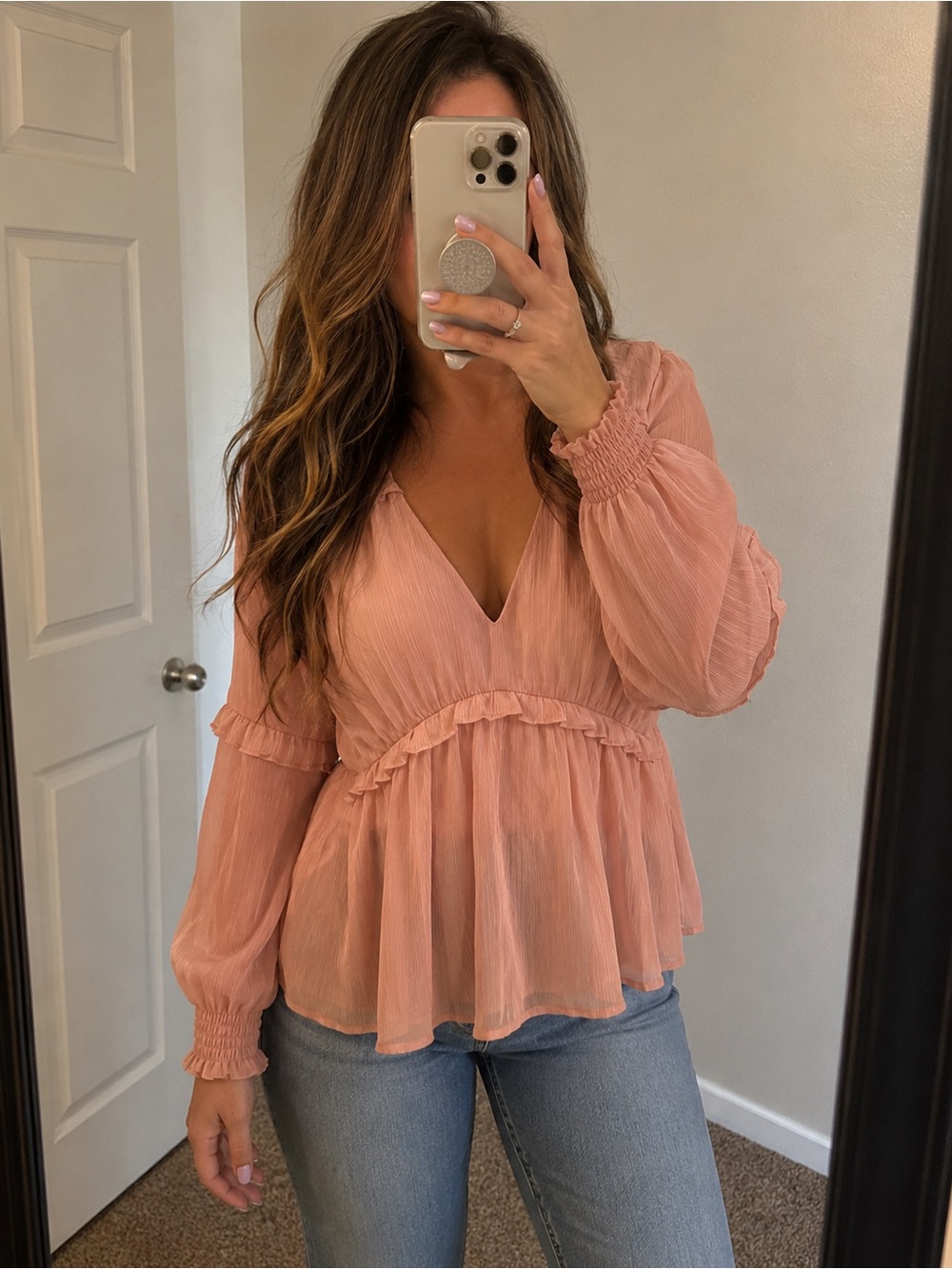 Blush Pink Boho Peplum Top | Fairycore Cottagecore Blouse